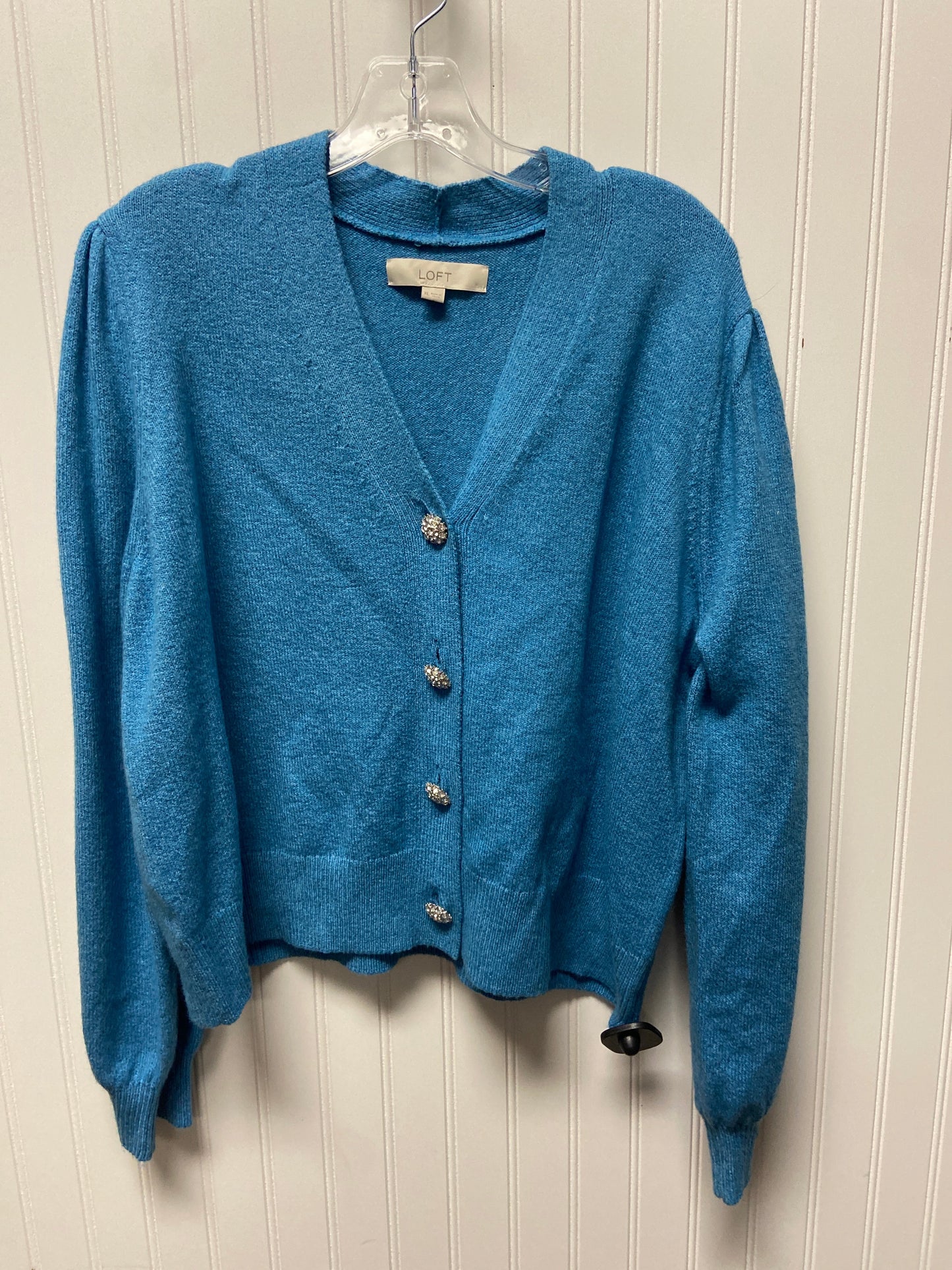 Sweater Cardigan By Loft In Blue, Size: Xl