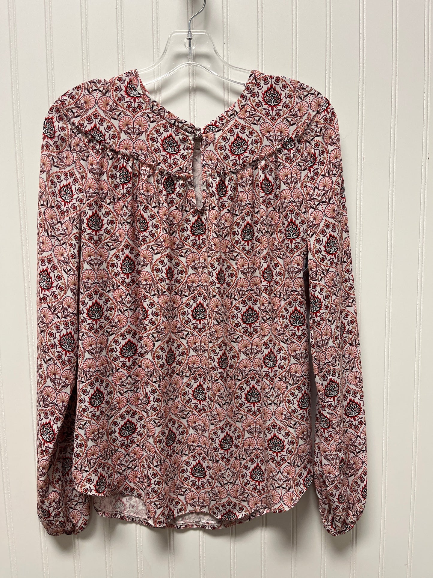 Top Long Sleeve By Loft In Red & White, Size: M