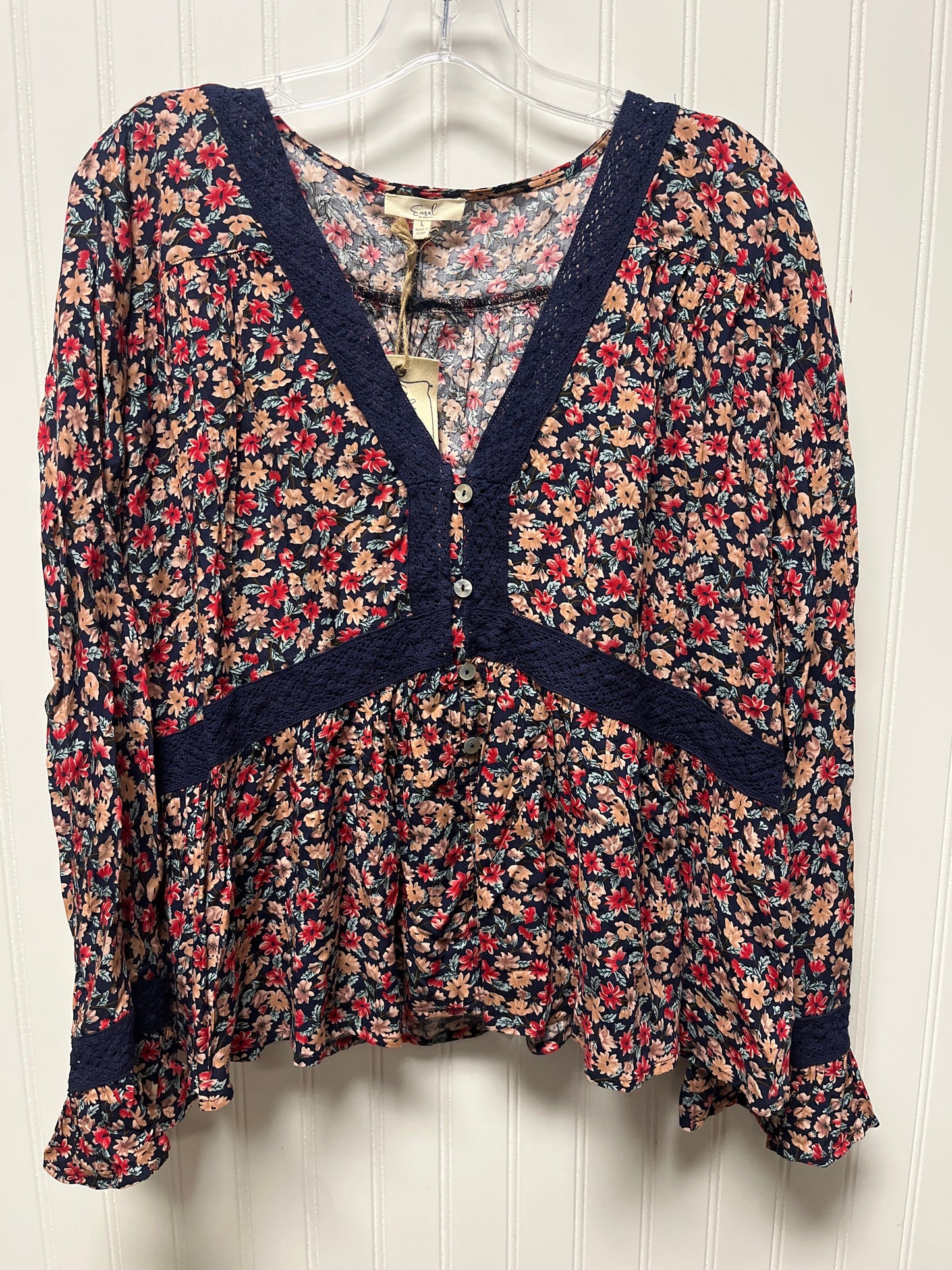 Top Long Sleeve By Easel In Floral Print, Size: L