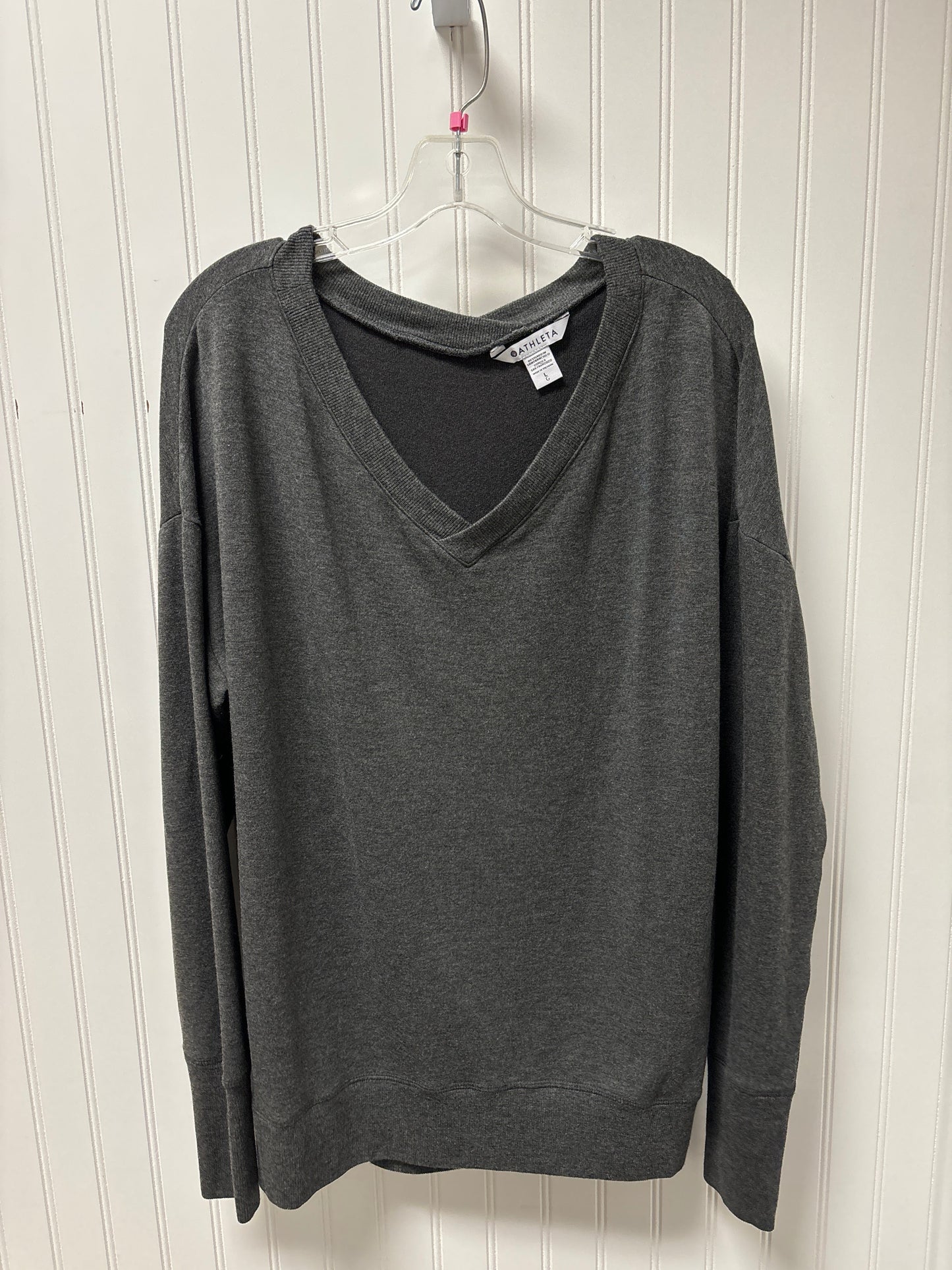 Top Long Sleeve Basic By Athleta In Grey, Size: L