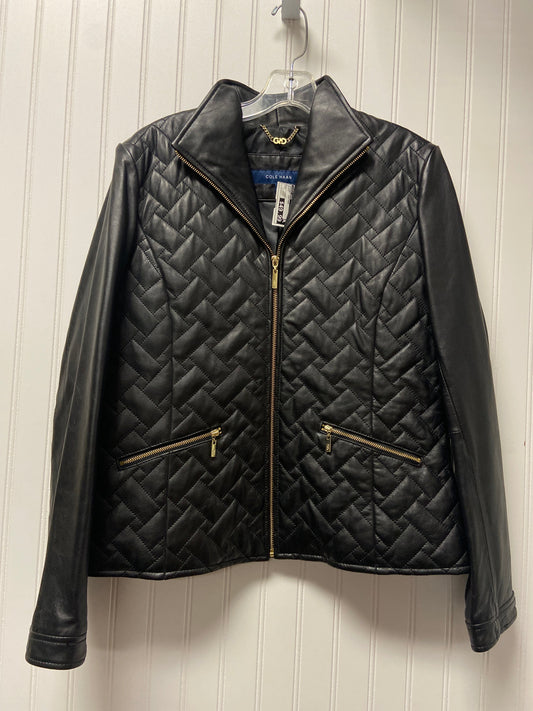 Jacket Leather By Cole-haan In Black, Size: L