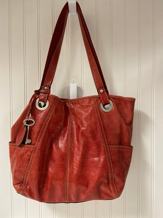 Handbag Leather By Fossil, Size: Large