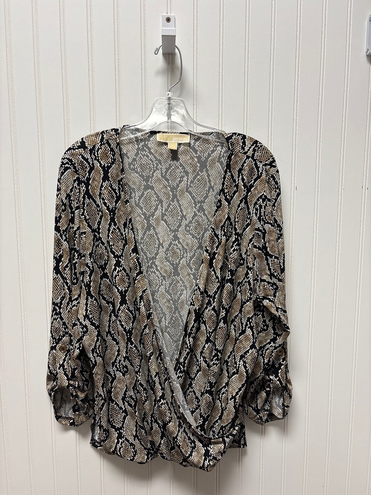 Top Long Sleeve By Michael By Michael Kors In Snakeskin Print, Size: 1x