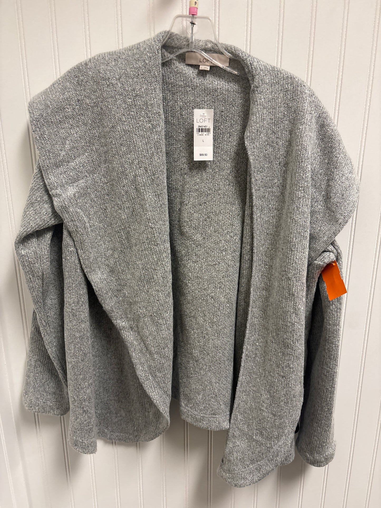 Sweater Cardigan By Loft In Grey, Size: L