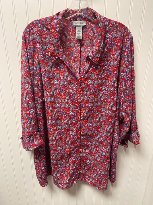 Red Blouse Long Sleeve Catherines, Size 2x