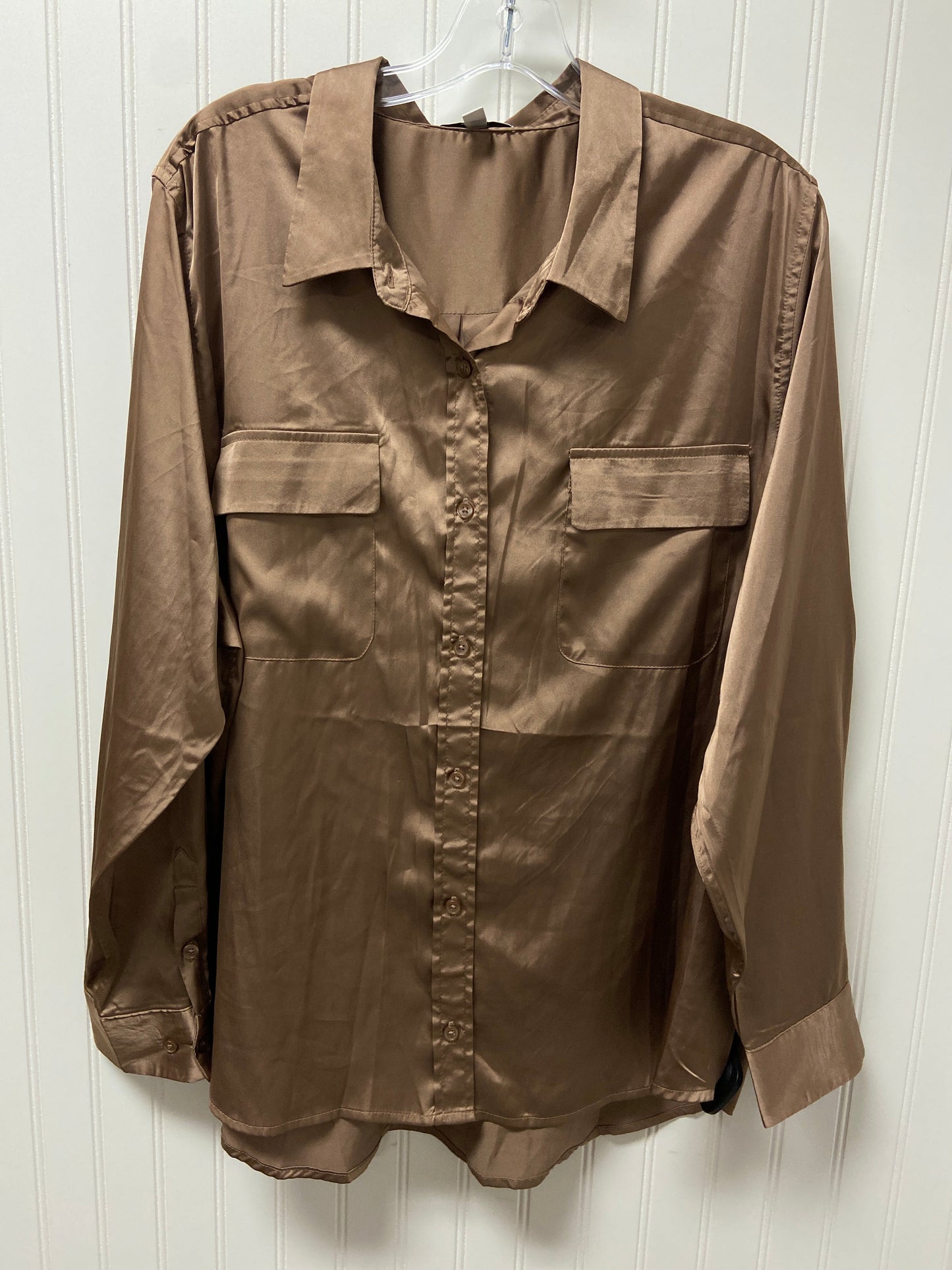 Brown Blouse Long Sleeve Equipment, Size 1x