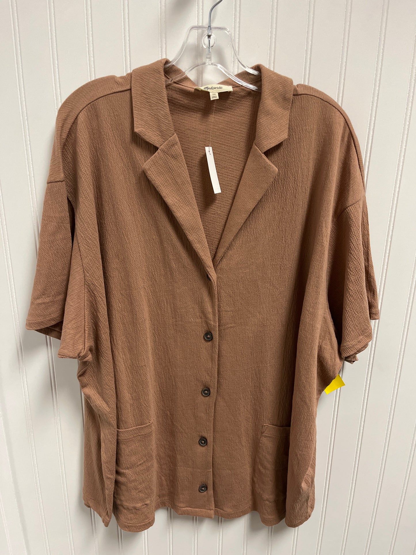 Blouse Short Sleeve By Madewell In Tan, Size: 2x