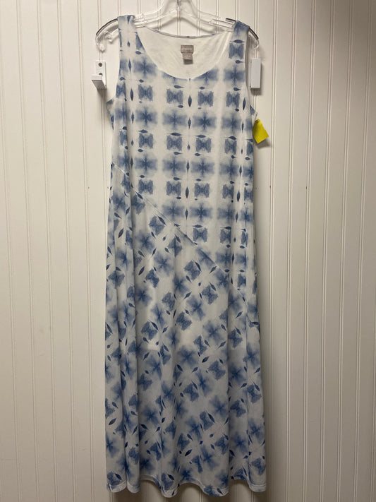 Dress Casual Maxi By Chicos In Blue & White, Size: M