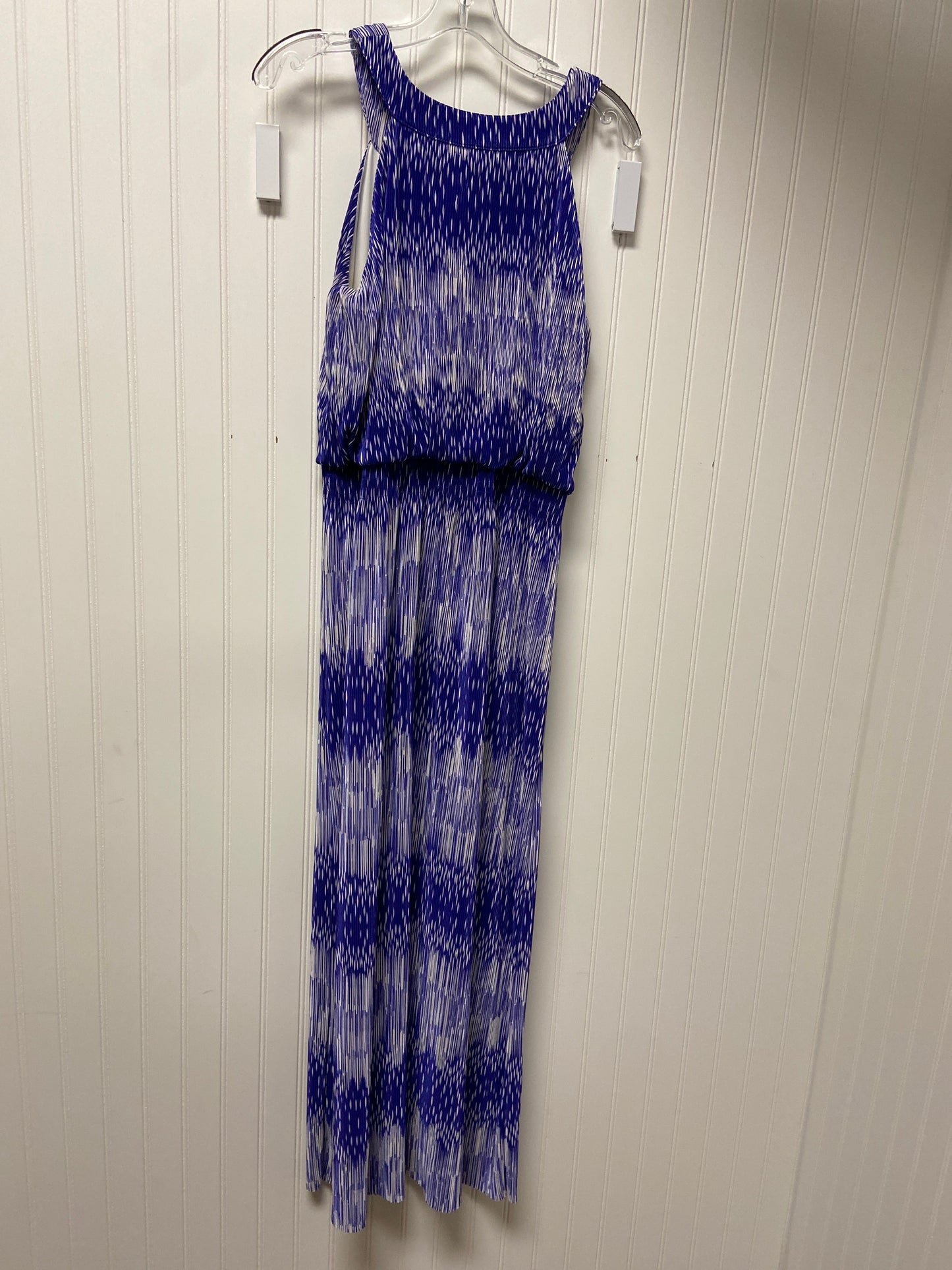 Dress Casual Maxi By Chicos In Blue & White, Size: M