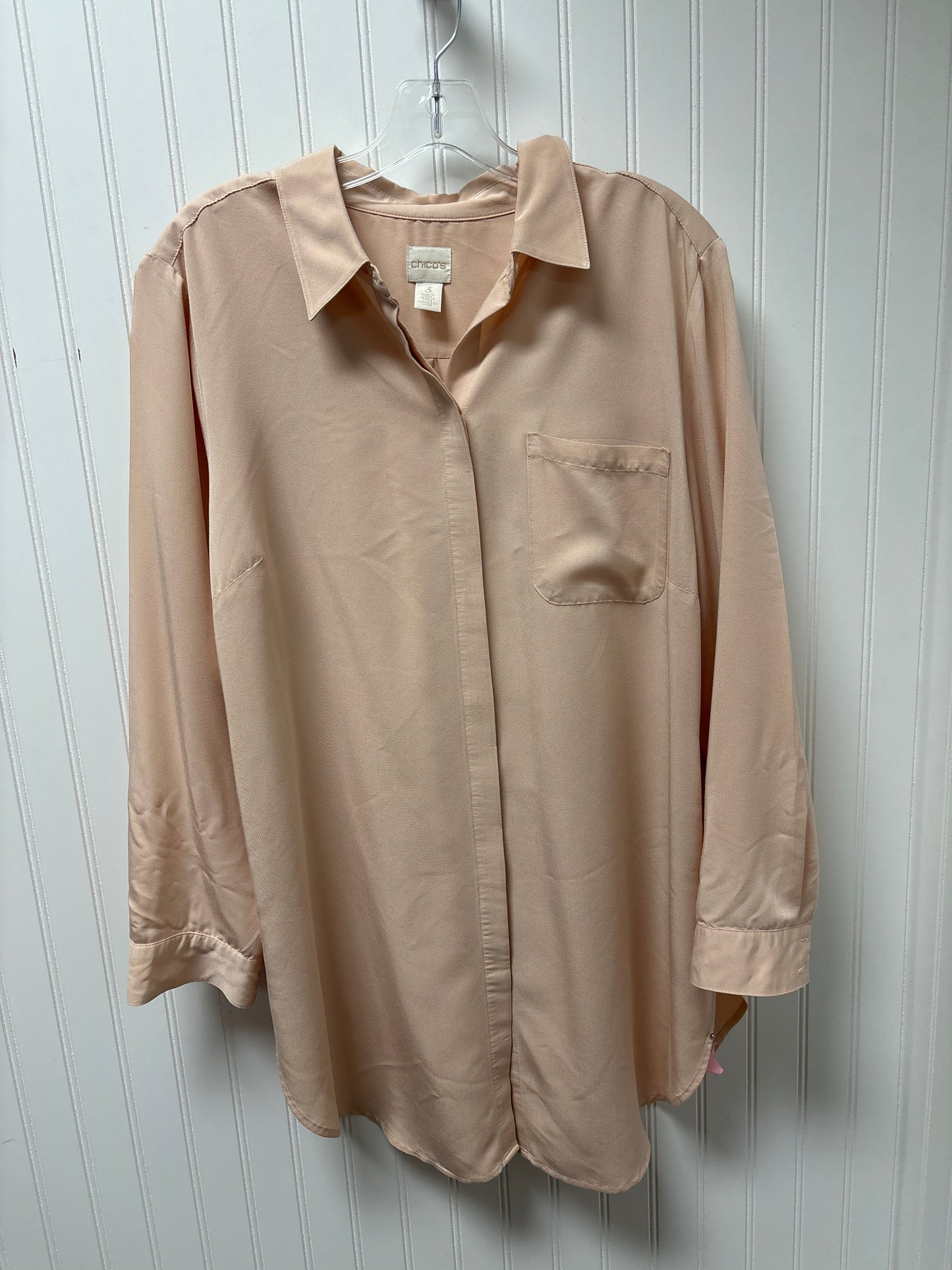 Blouse Long Sleeve By Chicos In Pink, Size: Xl