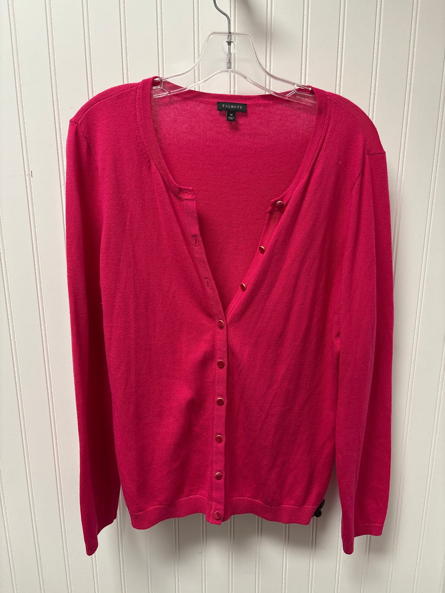 Sweater Cardigan By Talbots In Pink, Size: M