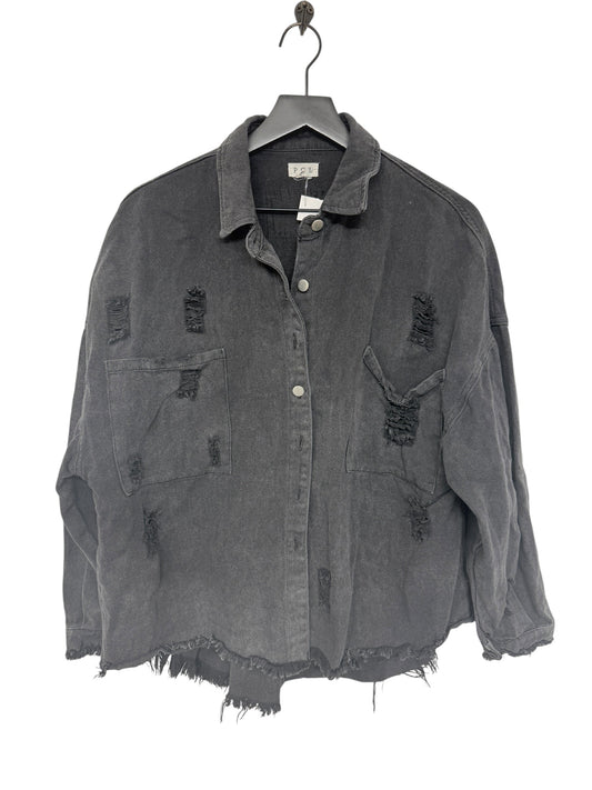 Jacket Denim By Pol In Black Denim, Size: S