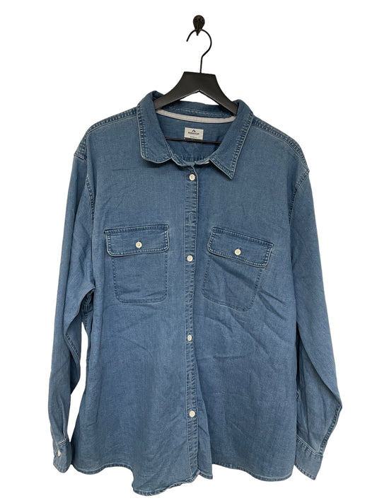 Blue Denim Blouse Long Sleeve Clothes Mentor, Size 3x