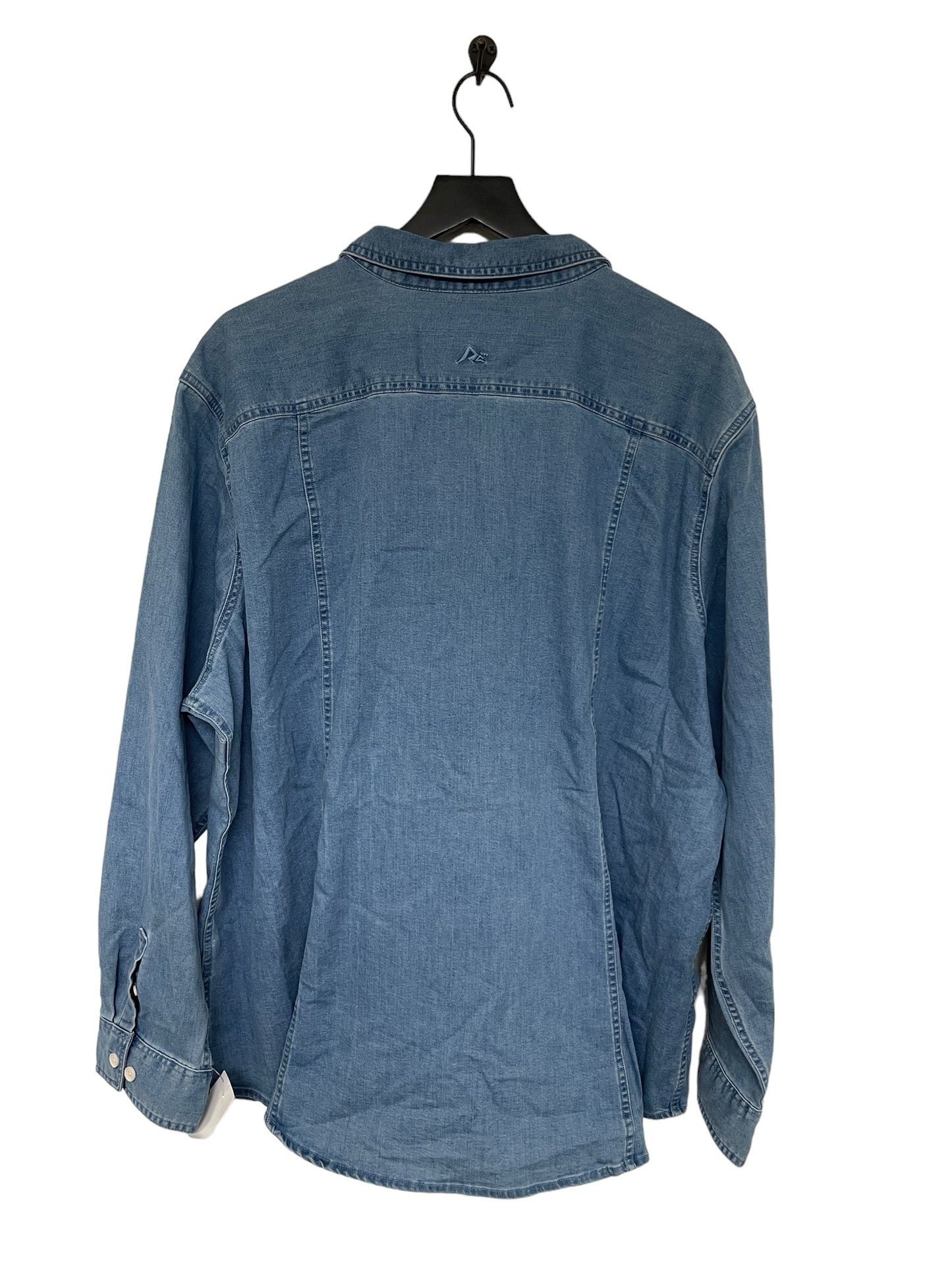 Blue Denim Blouse Long Sleeve Clothes Mentor, Size 3x