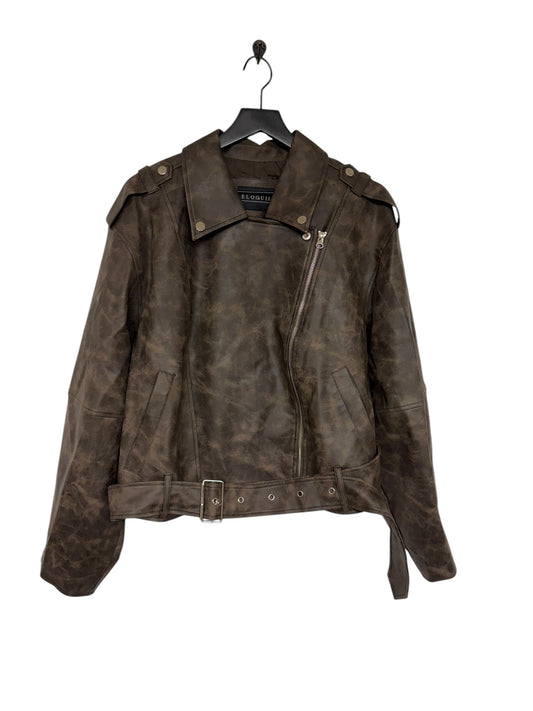 Jacket Moto By Eloquii In Brown, Size: 2x