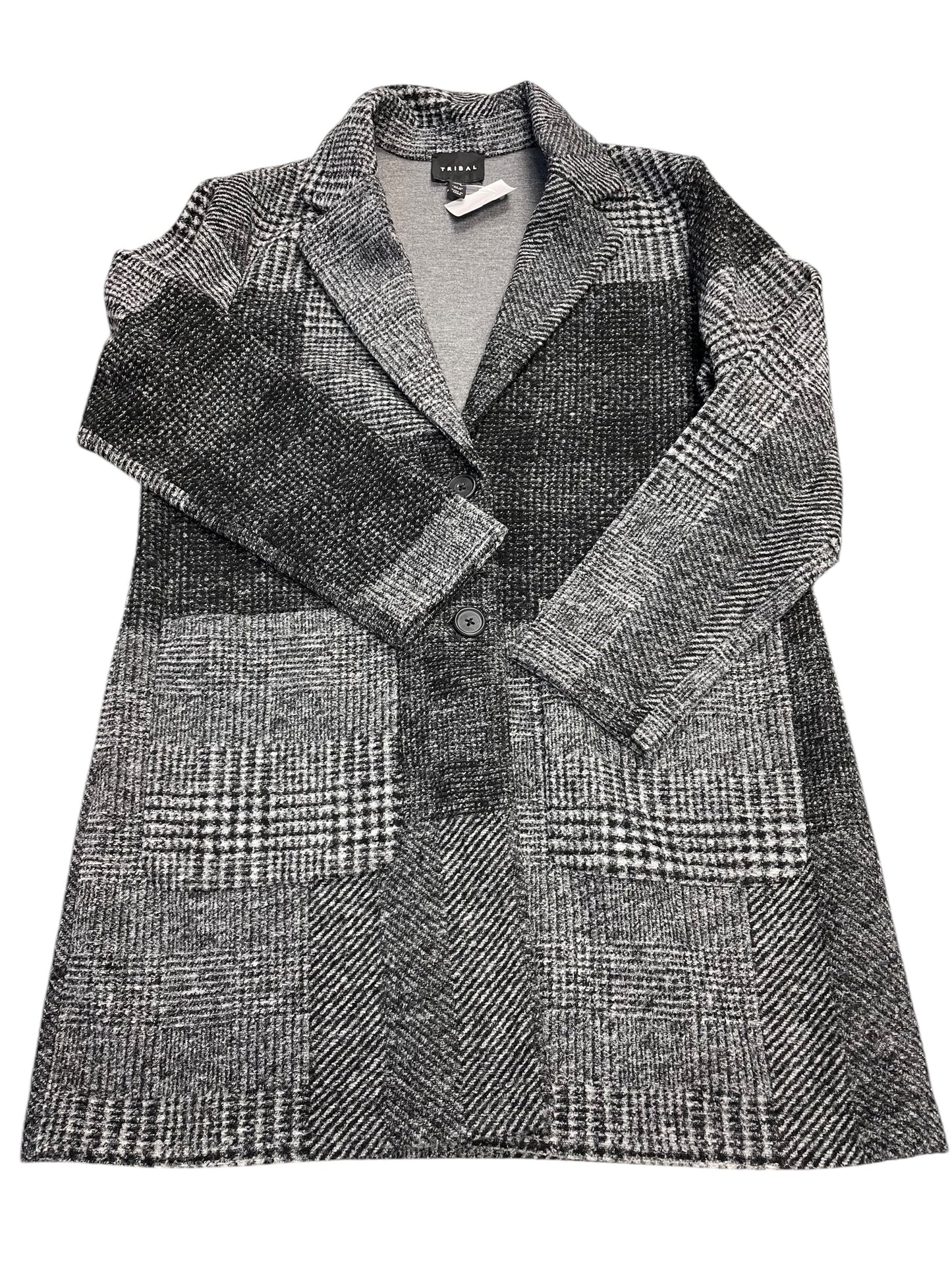 Coat Peacoat By Tribal In Black & Grey, Size: M