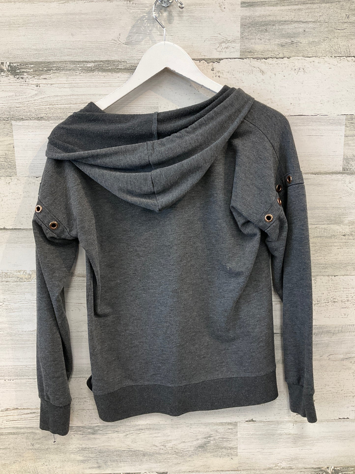 Sweatshirt Hoodie By Adrienne Vittadini In Grey, Size: M