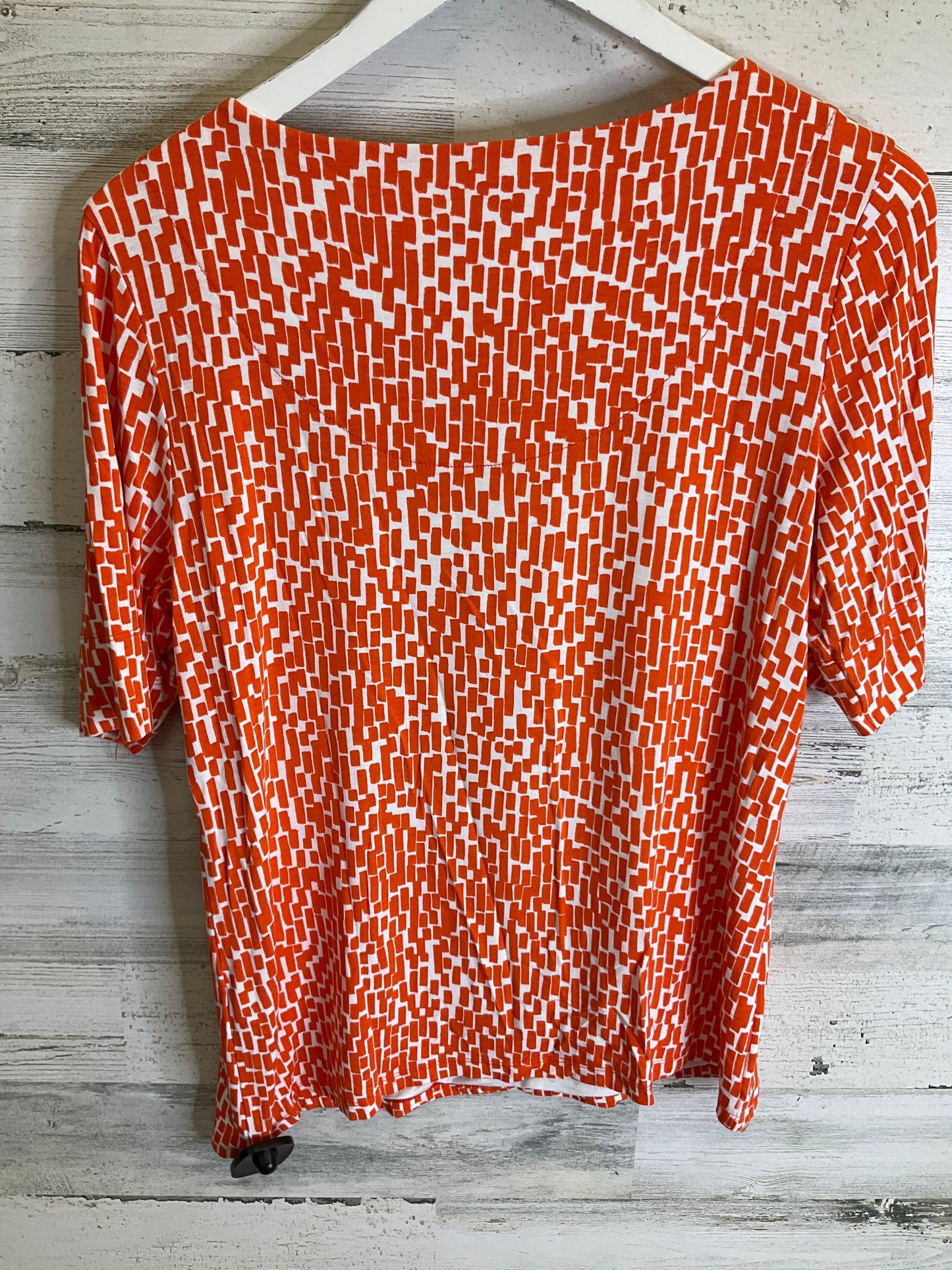 Top Short Sleeve By Chicos In Orange & White, Size: M