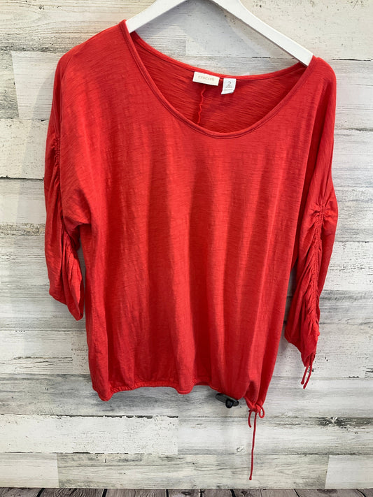 Top 3/4 Sleeve By Chicos In Orange, Size: L