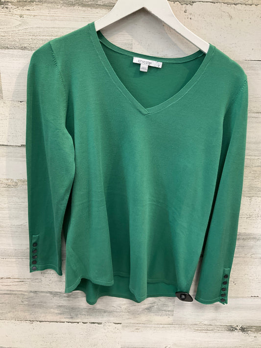 Top Long Sleeve By Chicos In Green, Size: M