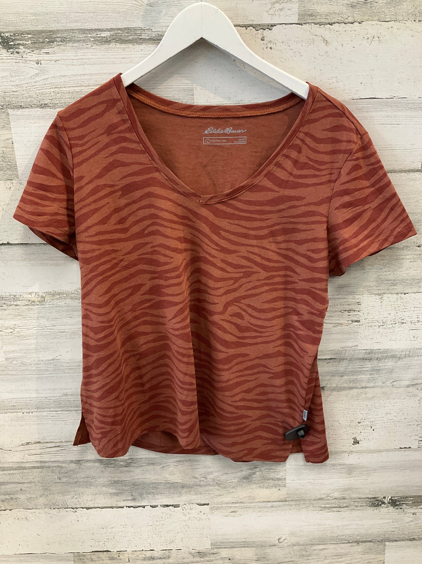 Top Short Sleeve By Eddie Bauer In Orange, Size: L