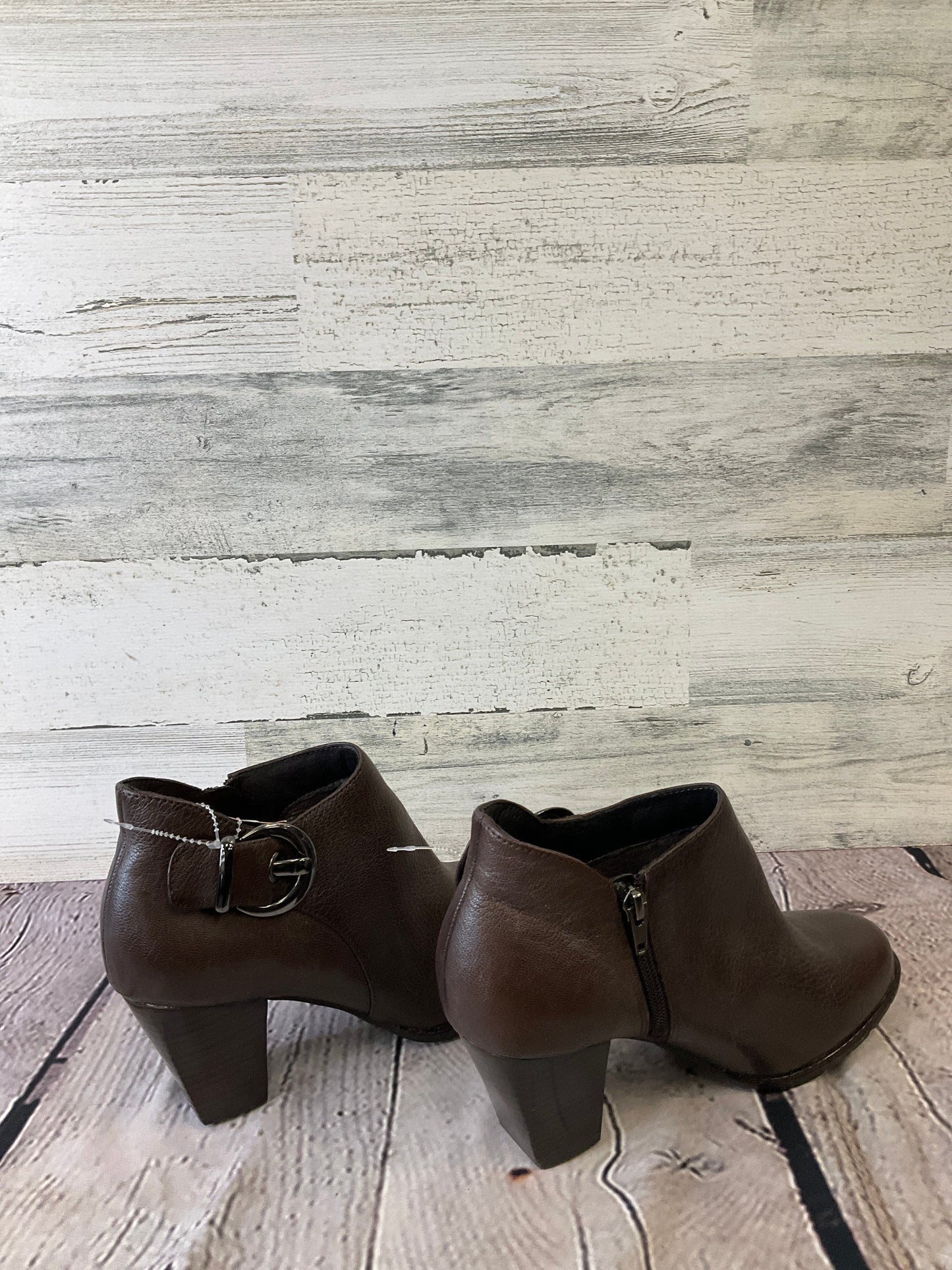 Brown Boots Ankle Heels Clarks, Size 8