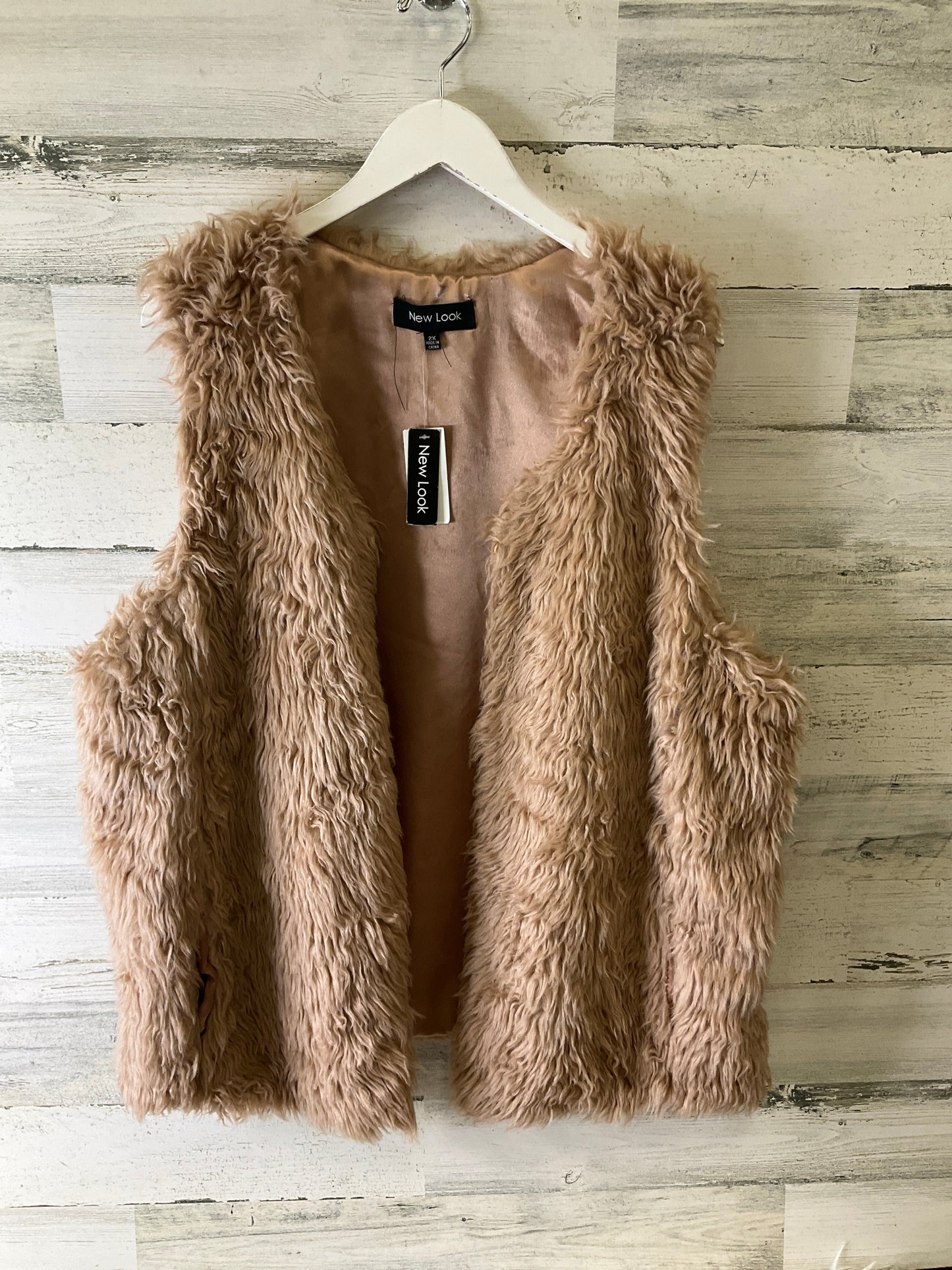 Vest Faux Fur & Sherpa By New Look In Tan, Size: 2x