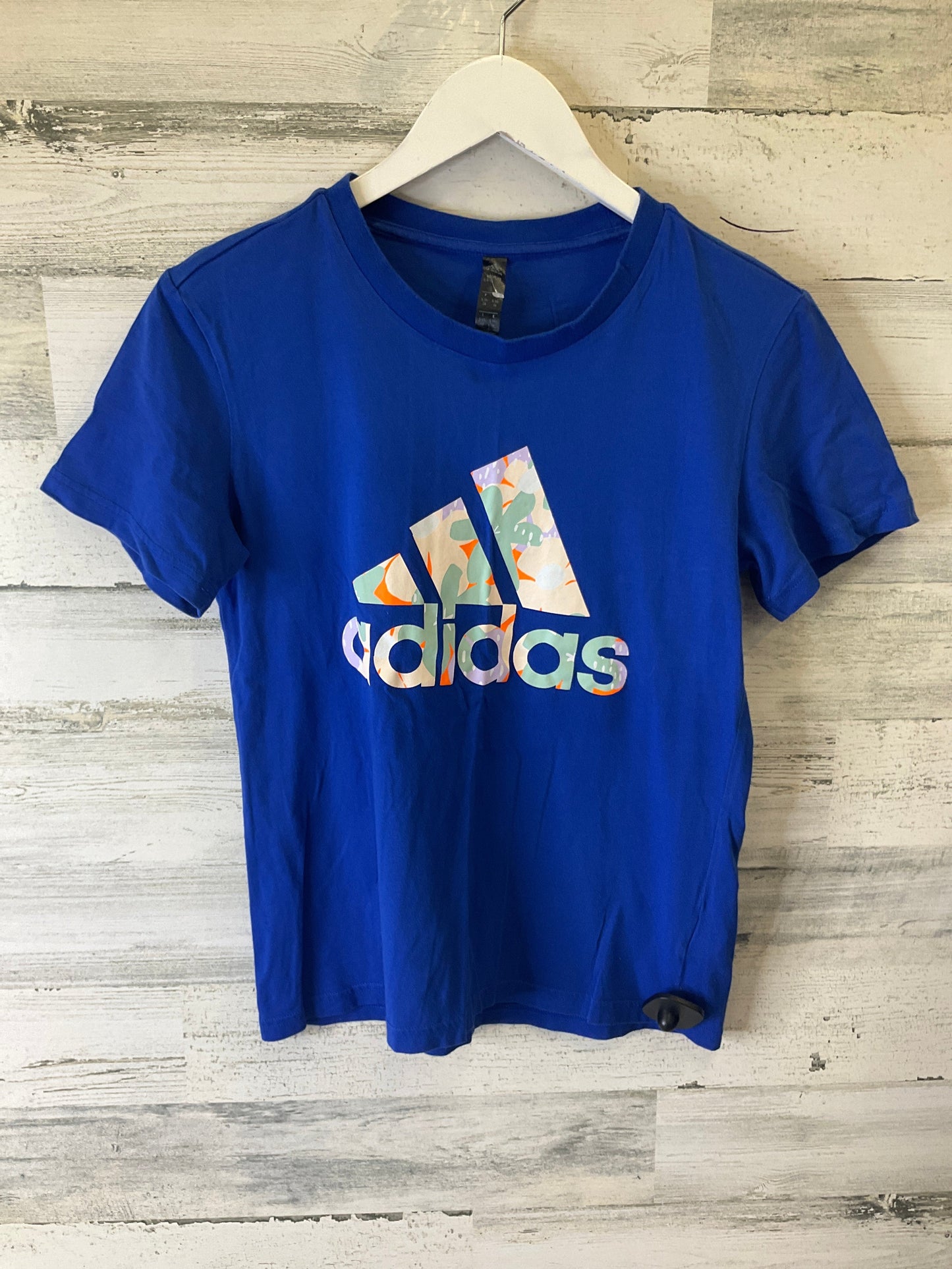 Blue Athletic Top Short Sleeve Adidas, Size S