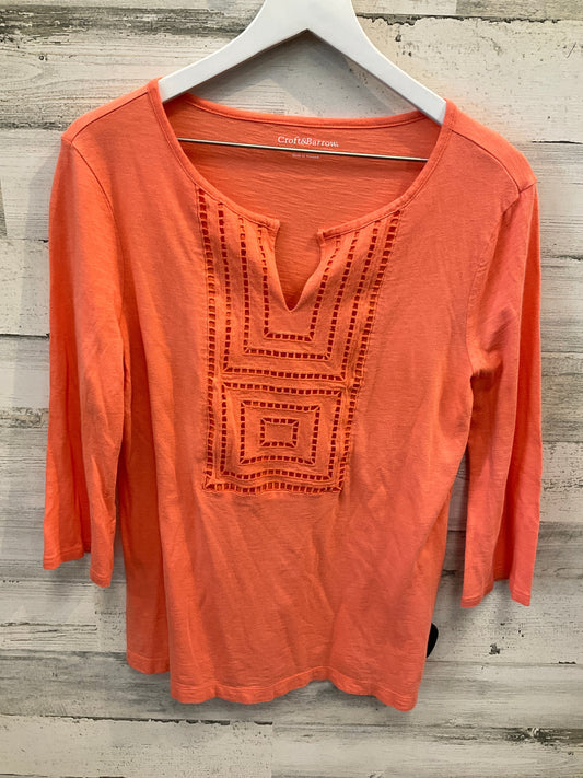 Top 3/4 Sleeve By Croft And Barrow In Orange, Size: M