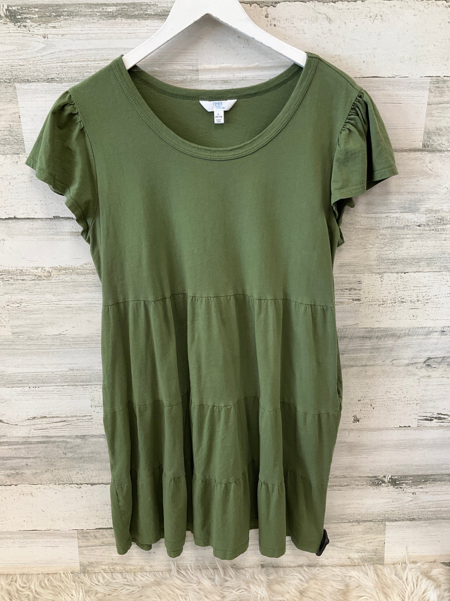 Dress Casual Midi By Time And Tru In Green, Size: L