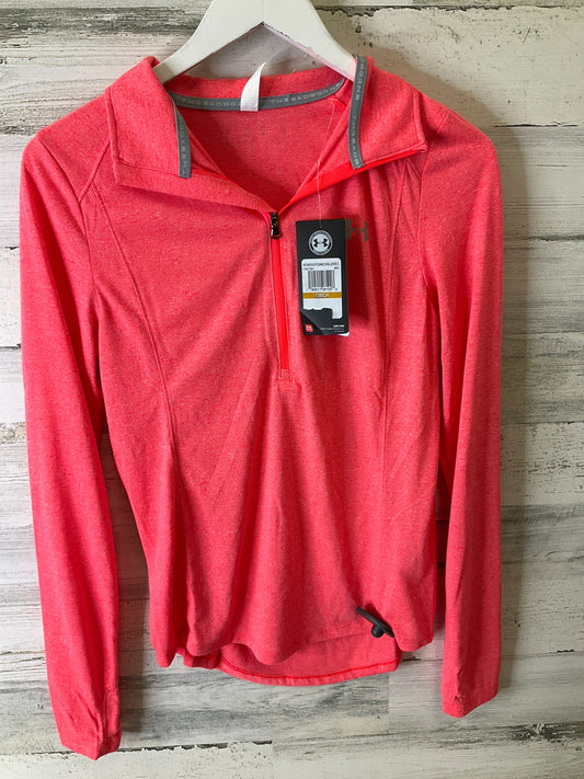 Athletic Top Long Sleeve Collar By Under Armour In Coral, Size: S