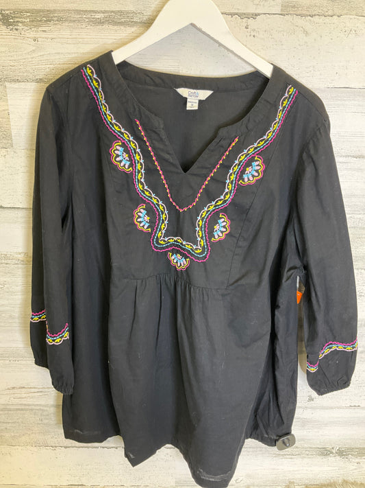 Top 3/4 Sleeve By Croft And Barrow In Black, Size: 1x