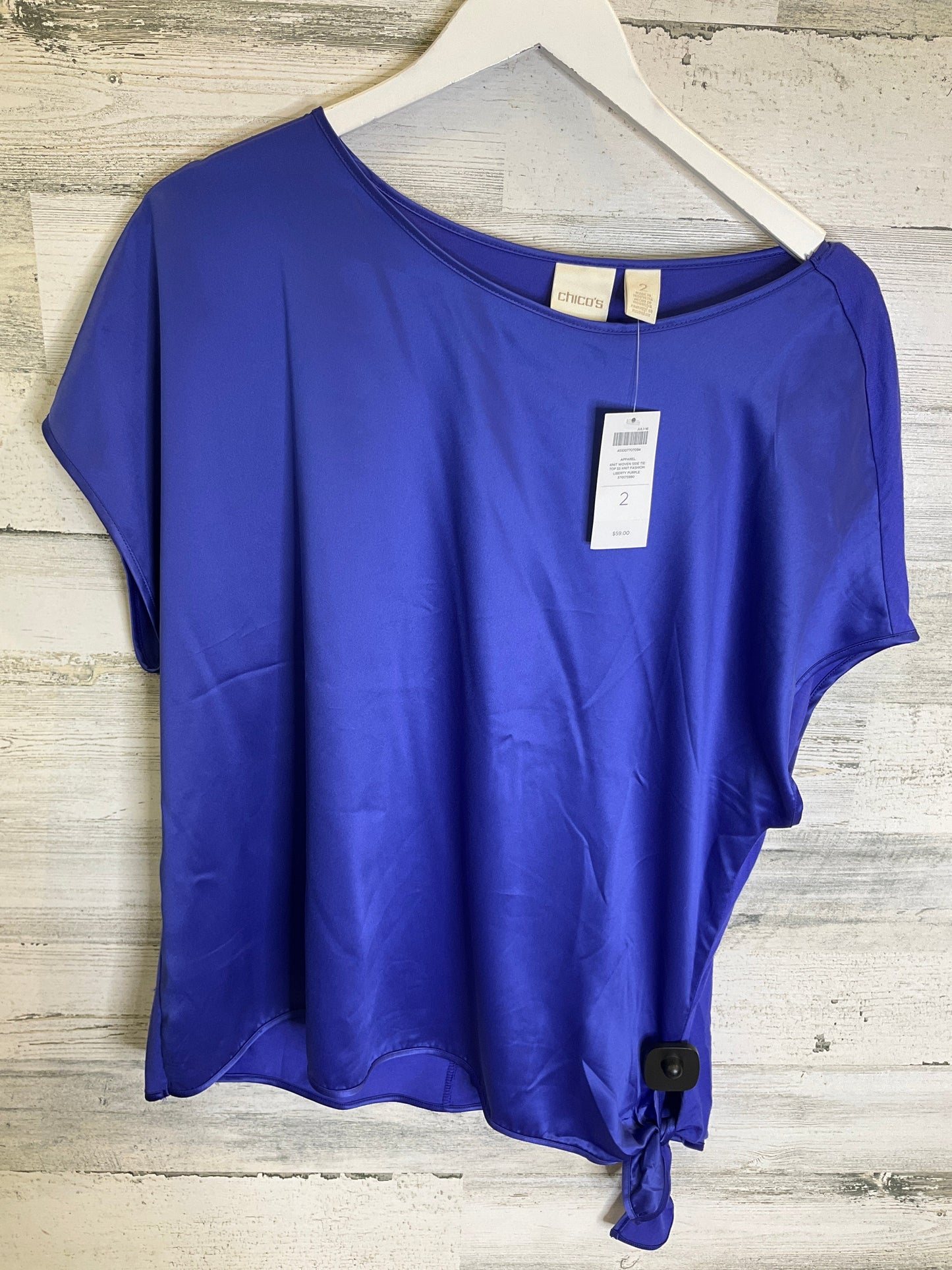 Blue Top Short Sleeve Chicos, Size L