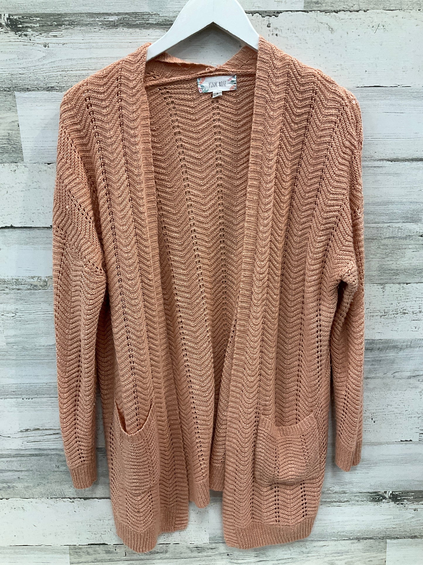 Sweater Cardigan By Pink Rose In Peach, Size: L