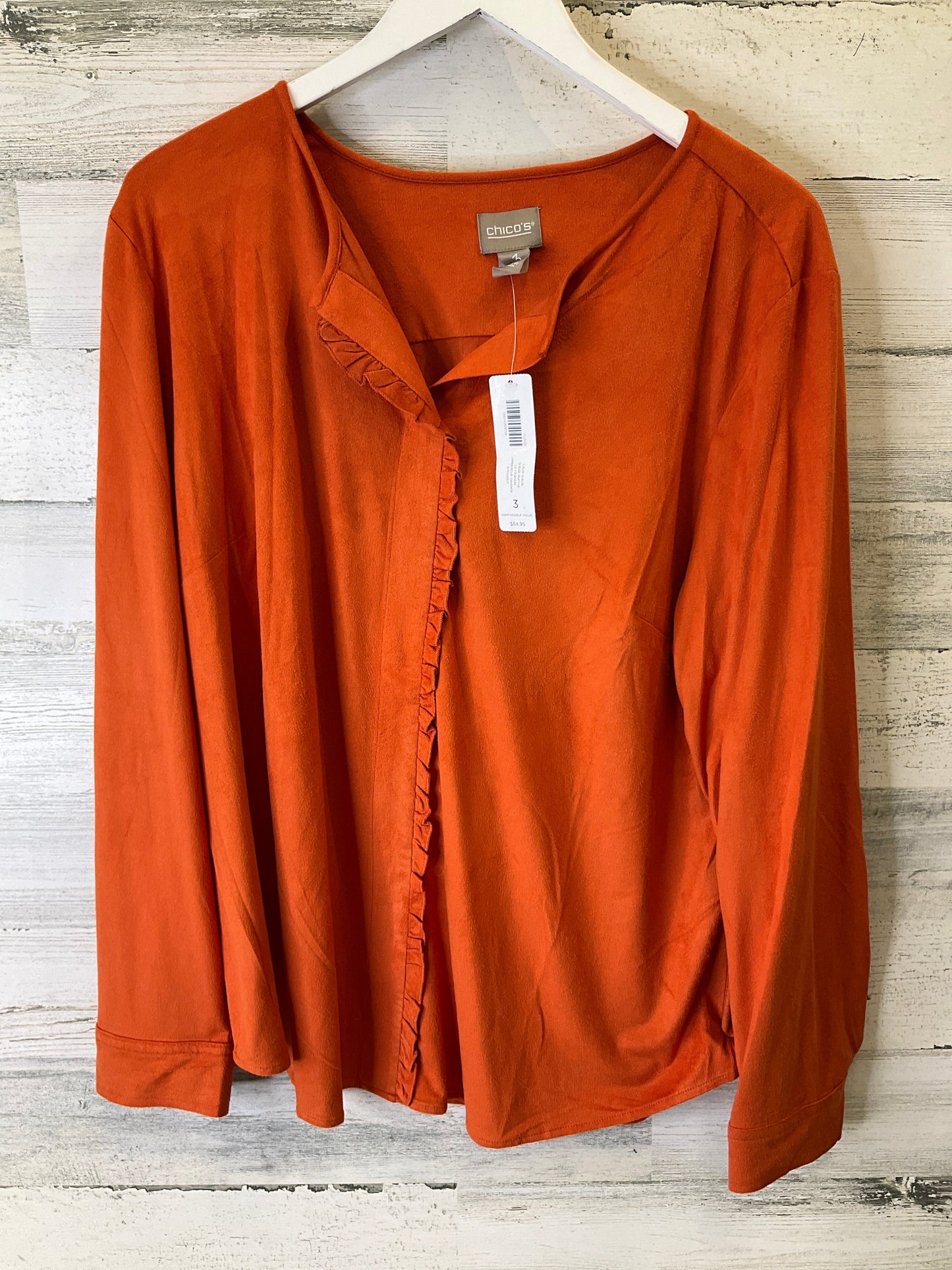 Top Long Sleeve By Chicos In Orange, Size: Xl