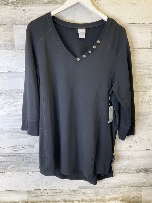 Top 3/4 Sleeve By Chicos In Black, Size: Xl