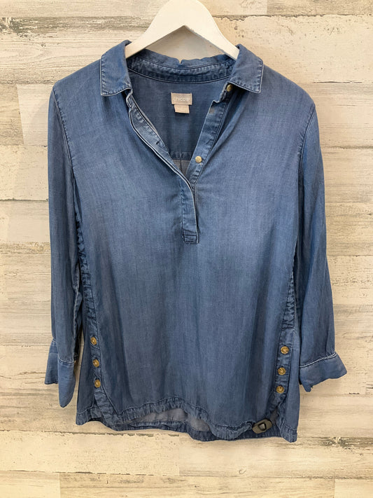 Tunic Long Sleeve By Chicos In Blue Denim, Size: M