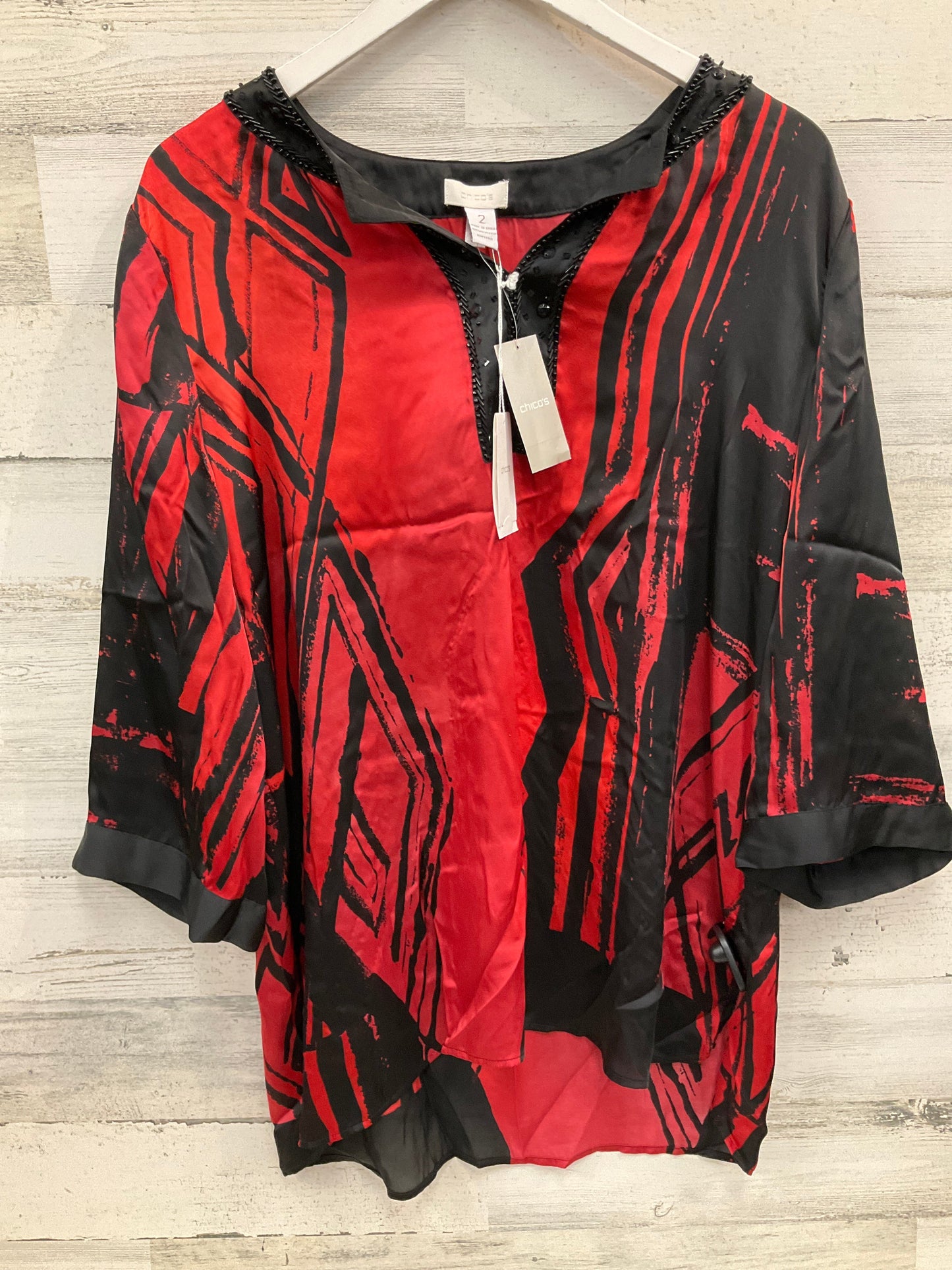 Blouse 3/4 Sleeve By Chicos In Red, Size: L