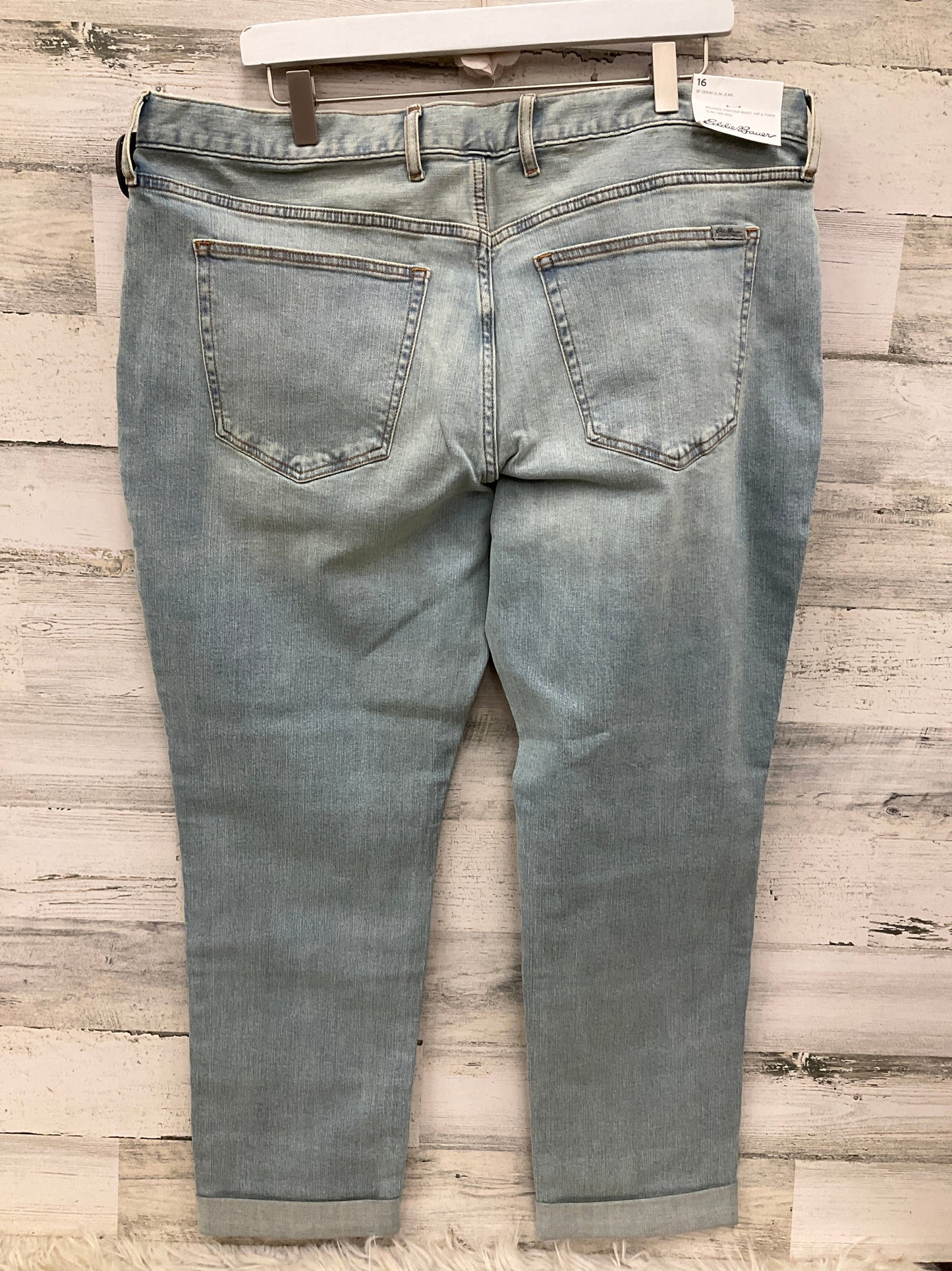 Jeans Straight By Eddie Bauer In Blue Denim, Size: 16