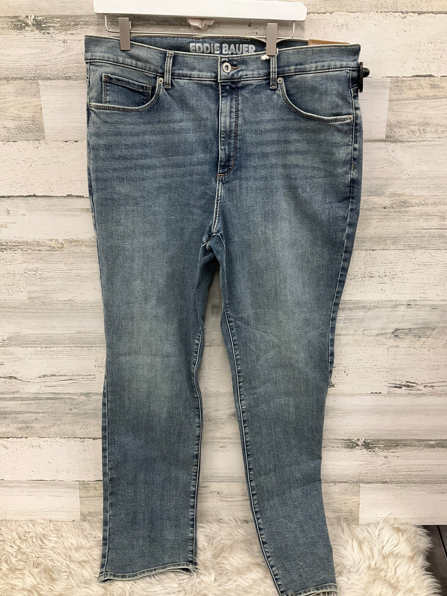 Jeans Straight By Eddie Bauer In Blue Denim, Size: 16