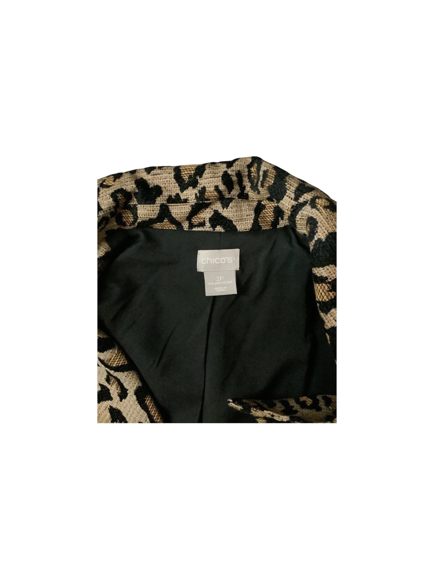 Blazer By Chicos In Animal Print, Size: Lp