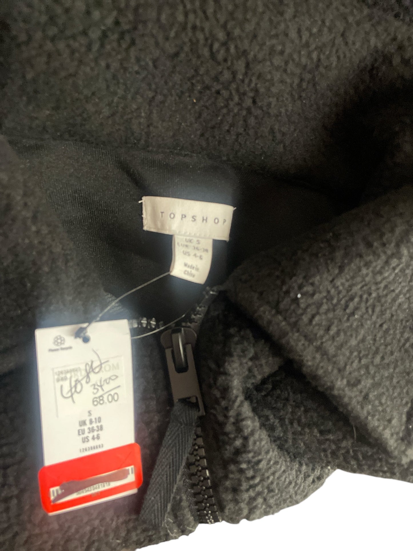 Jacket Fleece By Top Shop In Black, Size: S