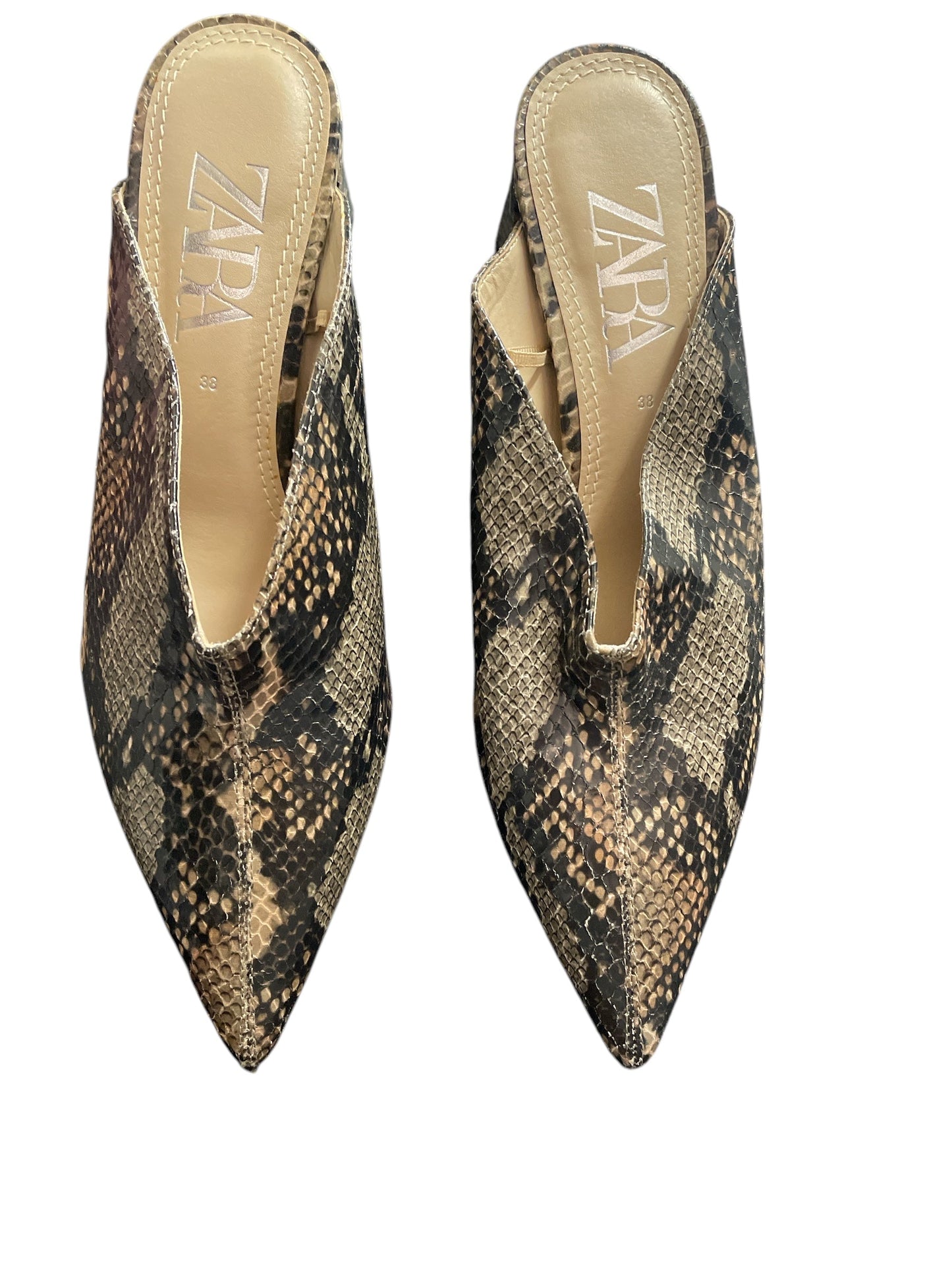 Shoes Heels Kitten By Zara In Snakeskin Print