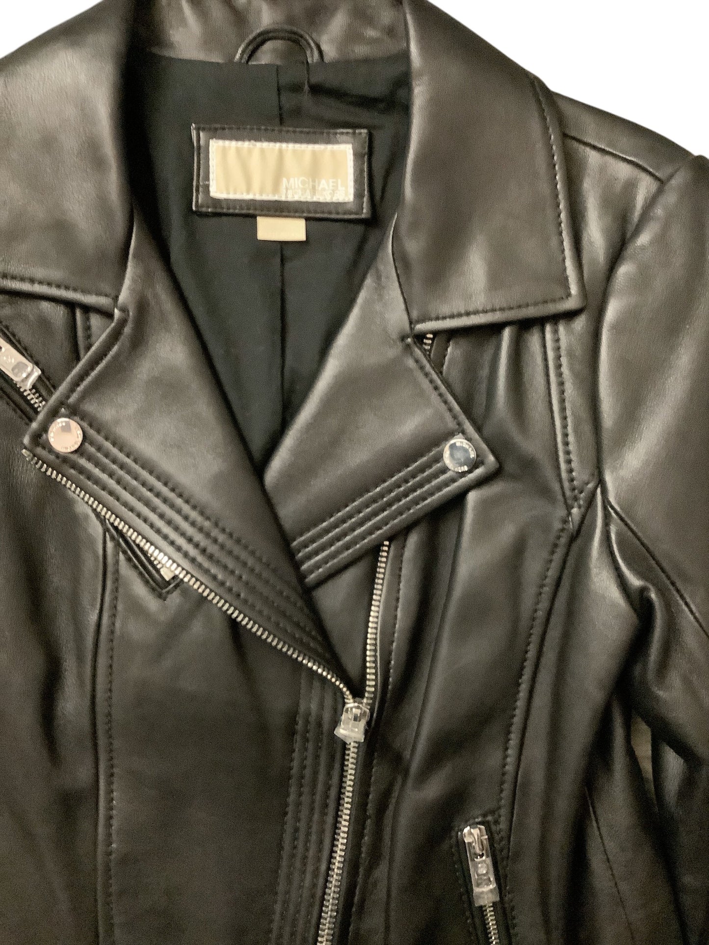 Jacket Moto Leather By Michael By Michael Kors In Black, Size: M