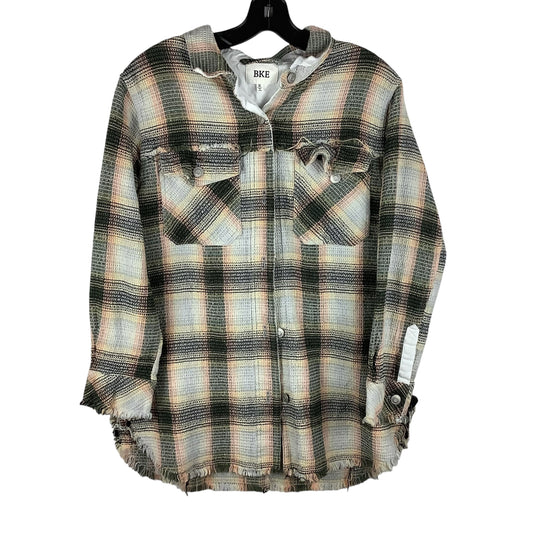 Jacket Shirt By Bke In Plaid Pattern, Size: M