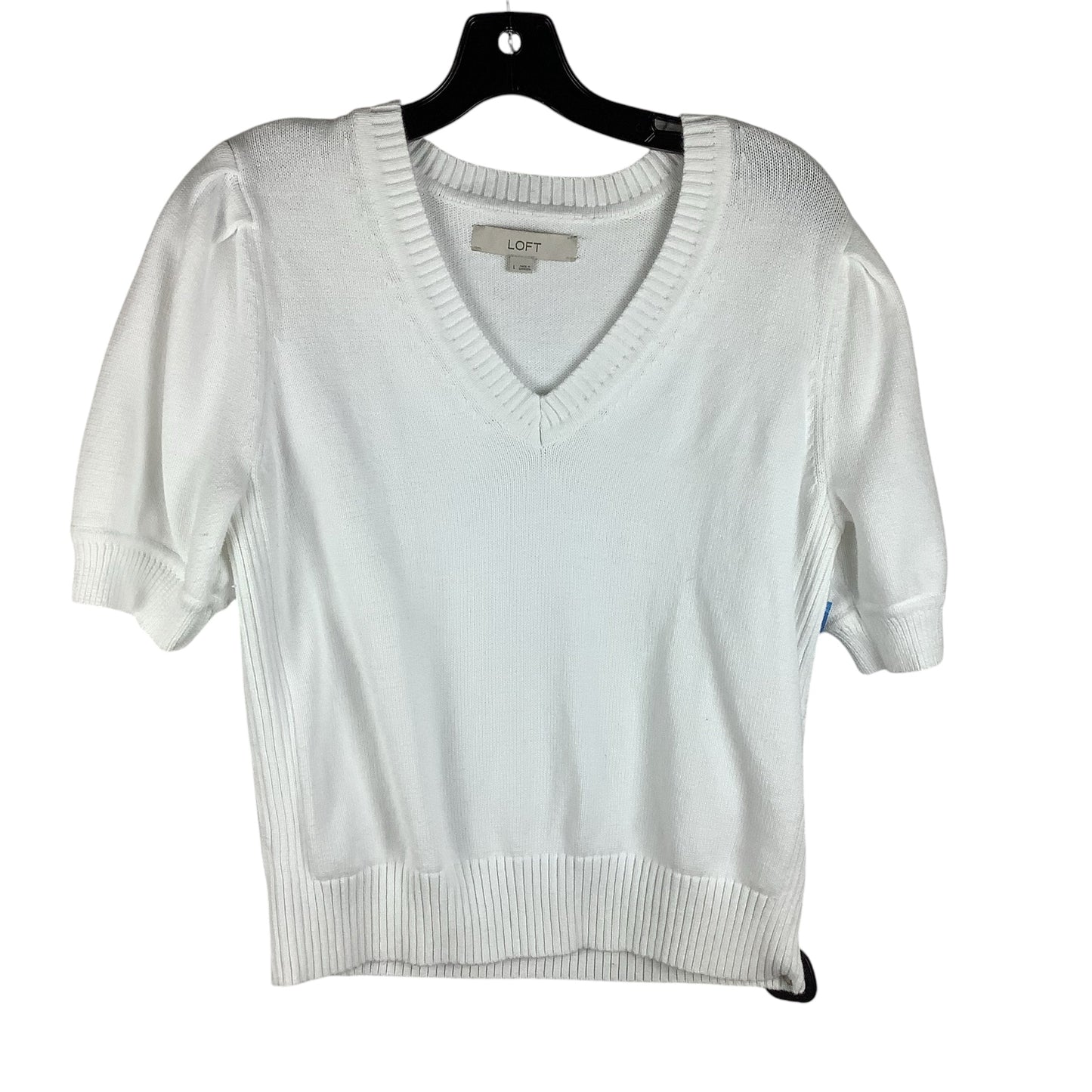 Top Short Sleeve By Loft In White, Size: L