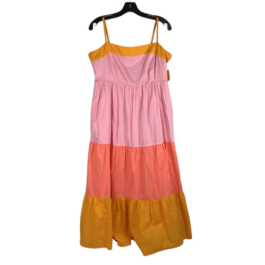 Dress Casual Midi By J. Crew In Orange & Pink, Size: 12