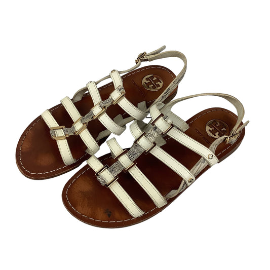 Cream Sandals Designer Tory Burch, Size 6.5