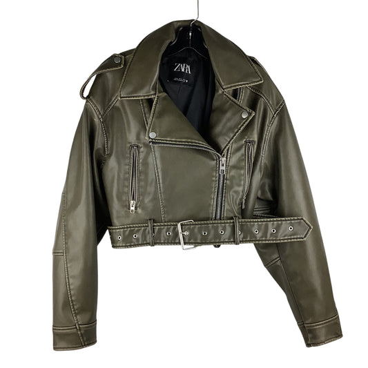 Jacket Moto By Zara In Green, Size: L