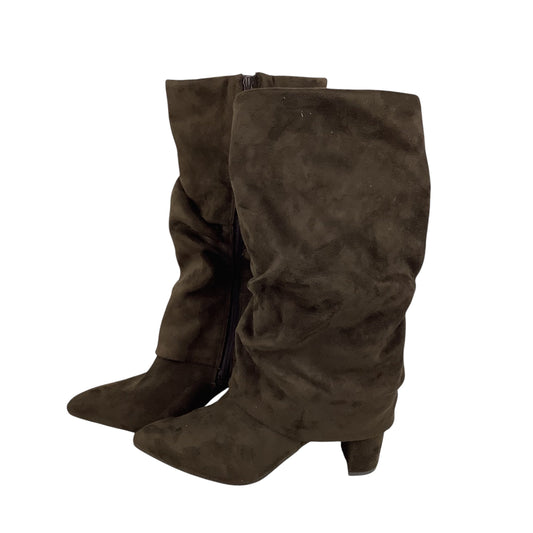 Boots Knee Heels By Nine West In Brown, Size: 8.5